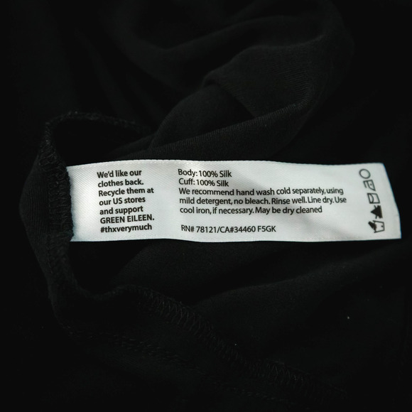 Eileen Fisher Size Medium M Black Open Drape 100% Silk Knit Cardigan Sweater - Picture 5 of 6